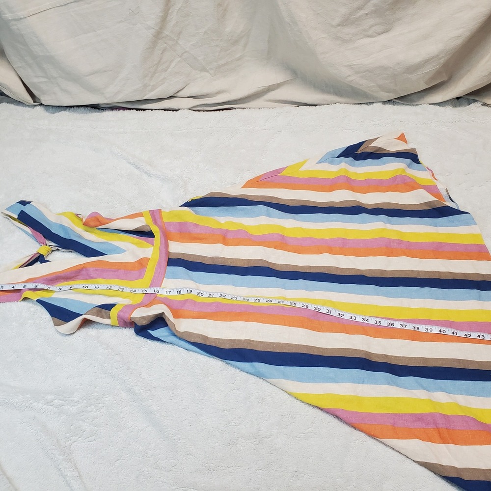 Gilli Rainbow Striped Halter Beach Sleeveless Linen Blend Maxi Dress Medium - Picture 6 of 10